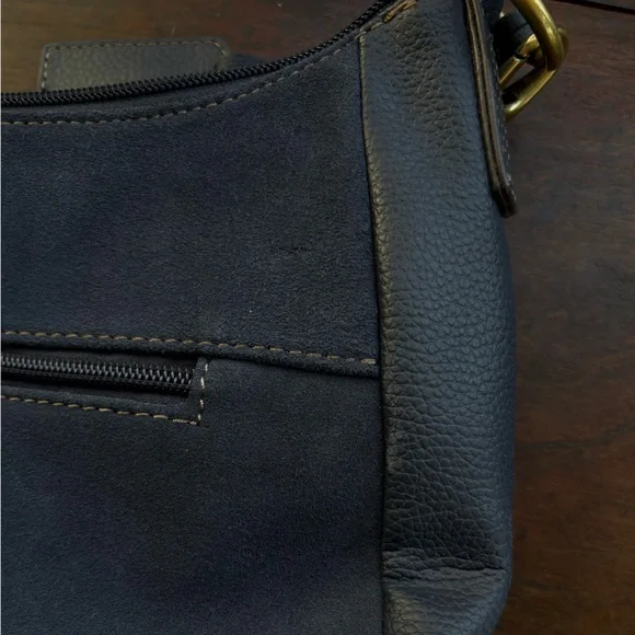 NWT Tignanello Midnight Blue Genuine Leather/Suede Messenger Crossbody Bag - Picture 9 of 16